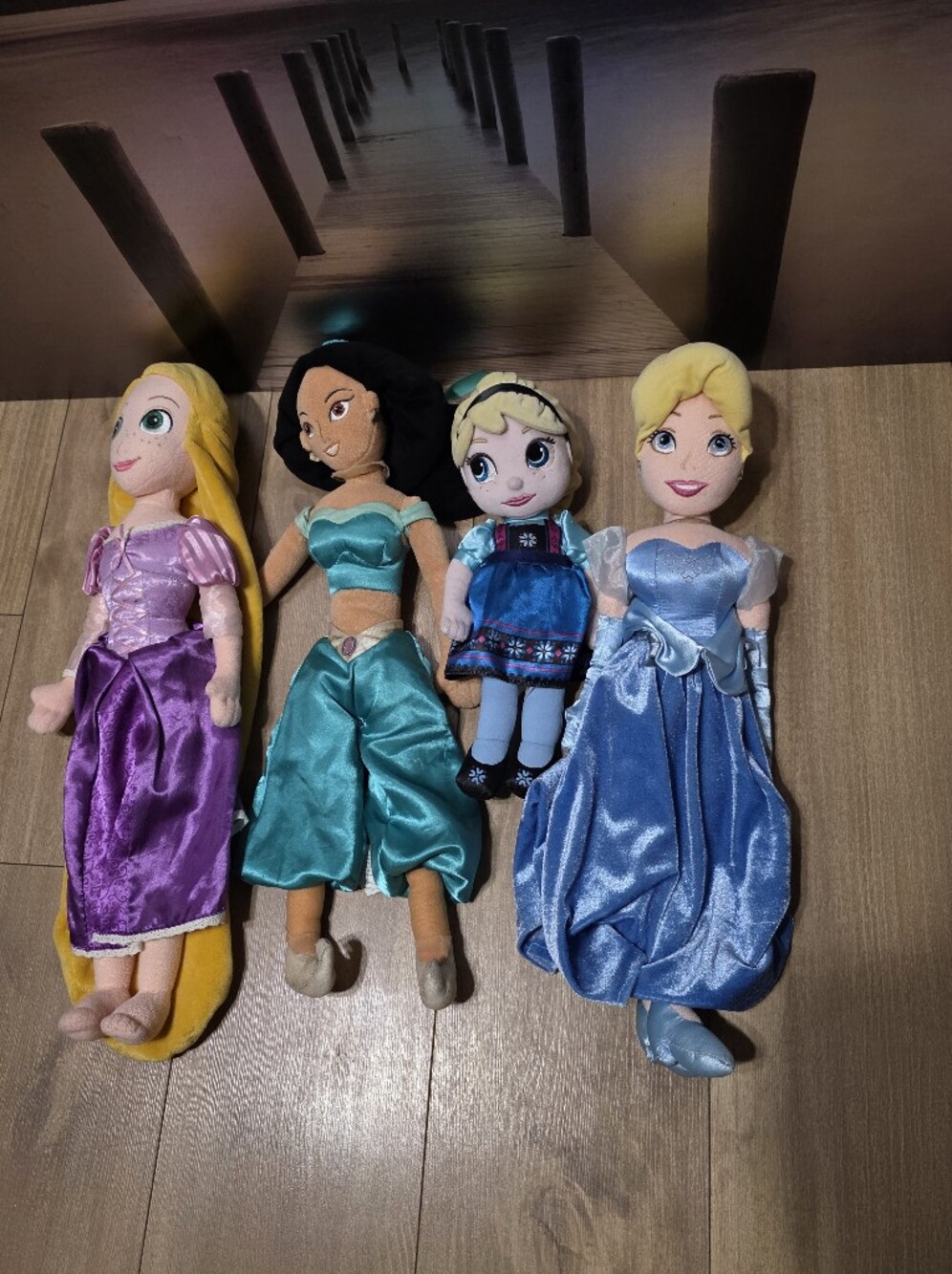 Disney Plush Princess Doll Lot Cinderella, Rapunzel, Jasmine, And Anna